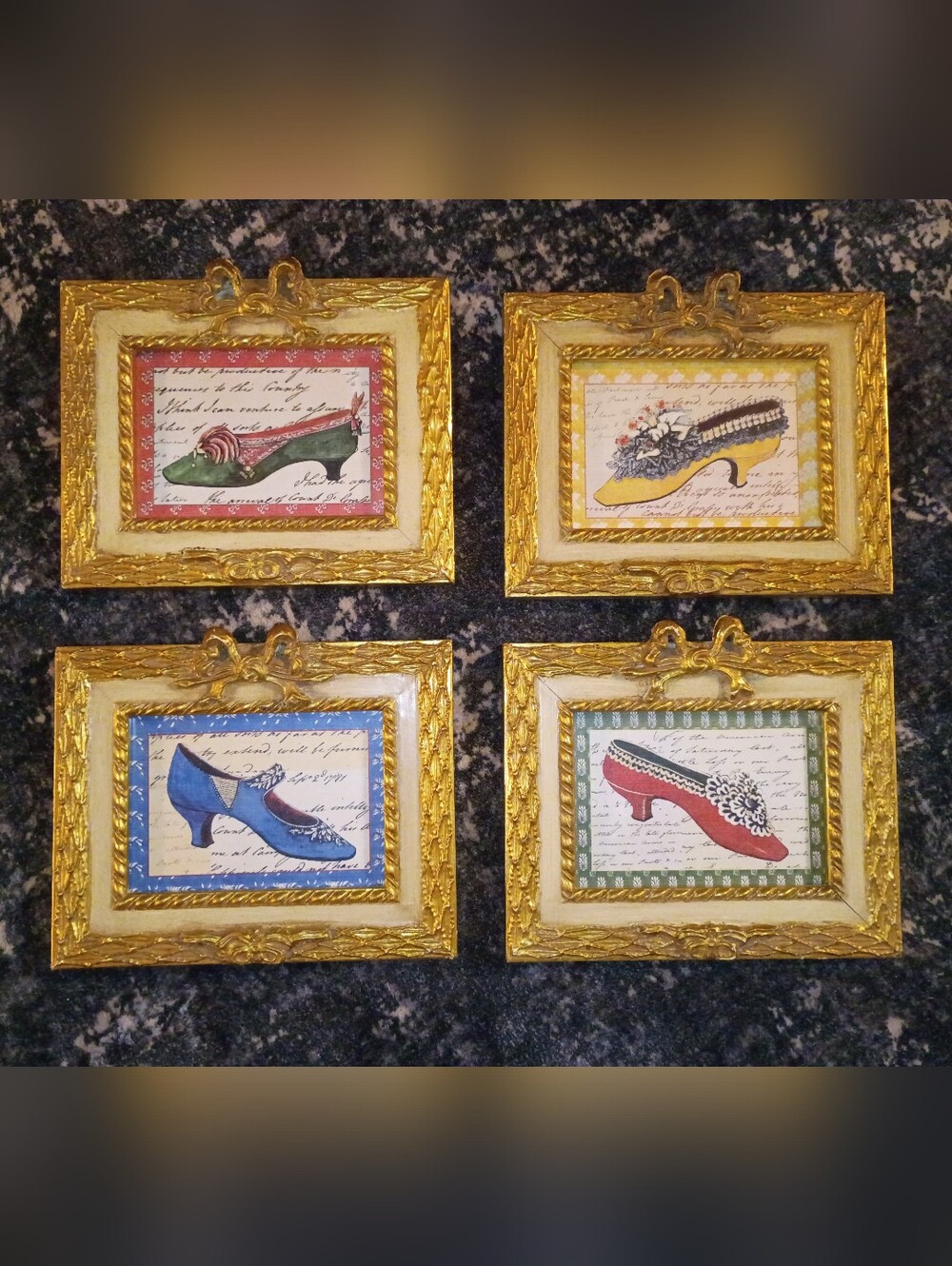 Victorian Style Shoe Prints Framed